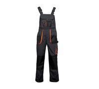 Agritrade AK Men's Work Bib & Brace - Classic - Multipockets, Regulation of the Waist Size Trousers, Wide Braces, Solid Buckles, Reinforced Workwear Grey - Orange