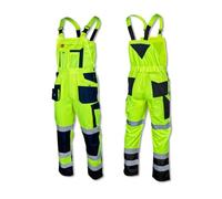 Agritrade AK Men's Work Intensive Visibility Bib & Brace Trousers -Fluorescent Yellow- Certified Warning Clothing - Heavy Duty Safety Pants Dungarees/FLASH
