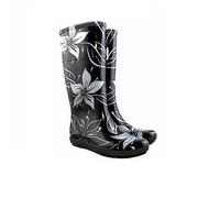 Agritrade AK Women Rain Boots Flexible Durable Sole Removable Felt Insole - Ladies Wellies Hawai Collection Print Design PVC Waterproof Wellington - Flowers Print (3 UK, 3)