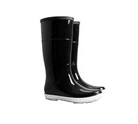 Agritrade AK Women Wellies Hawai Collection Lady Print Design PVC Wellington Rain Boots Flexible Durable Sole Removable Felt Insole (5 UK, Black, 5)