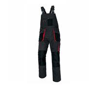 Agritrade AK Work Bib & Brace - Classic Workwear - Multipockets, Regulation of the Waist Size, Men's Trousers, Wide Braces, Solid Buckles, Reinforced, Grey - Red