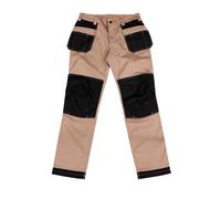 AGRITrade Heavy Duty Pro Mens Work Trousers Multi Pocket Holster Cargo 2 flip-Out Pockets Fitters Reinforcing Stress Points Knee Pad Pockets (40/42, NO kneepads) Beige