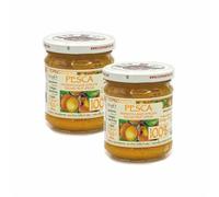 Agritur - 100% Organic Peach Compote, No Added Sugar, Natural and Artisan, Ideal for Breakfast and Snacks, Perfect as a Dessert Topping, Pack of 2×210 g