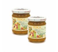 Agritur - Organic Peach Compote, No Added Sugar, Only Fruit Sugars, Natural, Ideal for Breakfast and Snacks, Perfect as a Dessert Topping, Pack of 2×210g