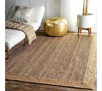 Agro Richer Rug Jute Grey Type Beige Border Square Shape Area Rug Carpet, Rugs for Living Room Rug Indoor & Outdoor, Hallway, Kitchen, Dinning Hall Carpet (210 x 210 cm (7x7 Feet Square))