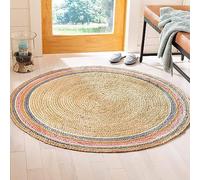 Agro Richer Rug Jute Multi Color Border Round Shape Area Rug Carpet, Rugs for Living Room Rug Indoor & Outdoor, Hallway, Kitchen, Dinning Hall Carpet (270 x 270 Cm (9x9 Feet))