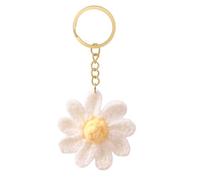 Agromusk Cute Daisy Keychain,Crochet Flower Bag Charms for Women Handmade Floral Keyring Decor Gifts Purse Accessories, White, One Size