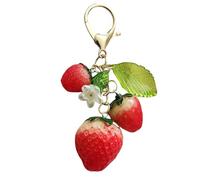 Agromusk Cute Strawberry Keychain,Bag Charms,Kawaii Heart Flower Daisy Key chains Accessories Decor for Girls Purse Gift, Strawberries, One Size