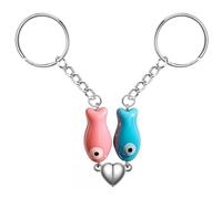 Agromusk Matching Heart Keychain,Cute Ceramic Fish Matching Couples Stuff Keyrings,Valentines Day Gifts for Him Her, Pink&blue, One Size