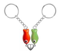 Agromusk Matching Heart Keychain,Cute Ceramic Fish Matching Couples Stuff Keyrings,Valentines Day Gifts for Him Her, Orange&green, One Size