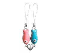 Agromusk Matching Phone Charms,Cute Ceramic Fish Matchaing Keychains Heart Strap Matching Couples Stuff Valentines Day Gifts, Ceramic, No Gemstone
