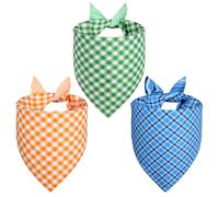 Agroon 3PCS Dog Bandanas XLarge, Summer Scarf, Durable Triangle Reversible Orange Blue Green Bibs Handkerchief for Puppy Pet