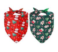 Agroon Christmas Dog Bandanas Large 2PCS, 4 Pattern Holiday Plaid Scarf for Boy and Girl, Triangle Reversible Bibs Breed for Puppy Pets