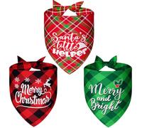 Agroon Christmas Dog Bandanas Plaid Small 3PCS, 6 Pattern Holiday Scarf for Boy and Girl, Triangle Reversible Bibs Breed for Puppy Pets