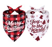 Agroon Christmas Dog Bandanas Small 2PCS, 4 Pattern Holiday Cute Scarf | Triangle Reversible Red Plaid Bibs Breed, Christmas Gift for Boy Girl Pets, Xmas Dogs Presents