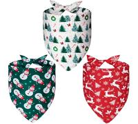 Agroon Christmas Dog Bandanas XLarge 3PCS, 6 Pattern Holiday Scarf for Boy and Girl, Triangle Reversible Bibs Breed for Puppy Pets