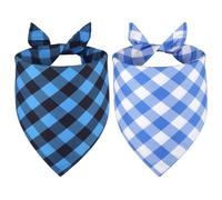 Agroon Dog Bandanas Boy Small 2PCS, Summer Spring Blue Scarf, Durable Triangle Reversible Bibs Handkerchief for Puppy Pet
