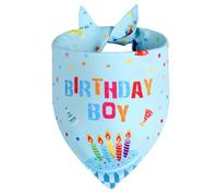 Agroon Dog Birthday Bandana Blue Party Supplies XLarge 1PCS, Durable Triangle Reversible Scarf Bibs Handkerchief for Puppy Pet