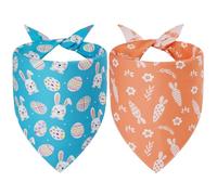 Agroon Easter Dog Bandanas Large 2PCS, 4 Pattern Colorful Scarf for Boy and Girl, Triangle Reversible Bibs Breed for Puppy Cats Pets