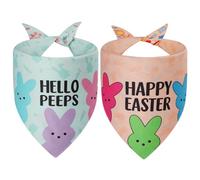 Agroon Easter Dog Bandanas XLarge 2PCS, 4 Pattern Colorful Scarf for Boy and Girl, Triangle Reversible Bibs Breed for Puppy Cats Pets