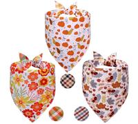 Agroon Fall Dog Bandanas Small 3PCS, 6 Pattern Thanksgiving Scarf for Boy and Girl, Pumpkin Leaves Flowers Triangle Reversible Bibs Breed for Puppy Pets