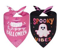 Agroon Halloween Dog Bandanas Pink Black XLarge 2PCS, Scarf for Boy or Girl