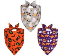 Agroon Halloween Dog Bandanas Small 3PCS, 6 Pattern Fall Scarf for Boy and Girl, Triangle Reversible Bibs Breed for Puppy Pets