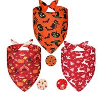 Agroon Halloween Dog Bandanas Thanksgiving and Christmas Scarf XLarge 3PCS, 6 Pattern Breed for Boy and Girl, Triangle Reversible Bibs for Puppy Pets