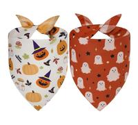 Agroon Halloween Dog Bandanas XLarge 2PCS, Fall Plaid Scarf for Boy or Girl