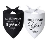 Agroon My Humans are Getting Married Dog Bandanas Large 2PCS, 4 Pattern Engagement Gift for Couples, Wedding Stuff, Bridal Shower Gifts, Engaged Decorations