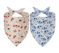 Agroon Spring Dog Bandanas XLarge 2PCS, 4 Pattern Summer Floral Scarf for Boy and Girl, Triangle Reversible Bibs Breed for Puppy Pets