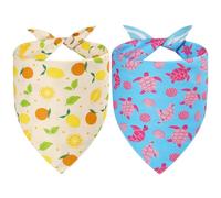 Agroon Summer Dog Bandanas Small 2PCS, 4 Pattern Blue Pink Yellow Scarf for Boy and Girl, Triangle Reversible Bibs Breed for Puppy Cats Pets