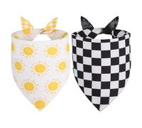 Agroon Summer Dog Bandanas Yellow Black Small 2PCS, Spring Scarf, Durable Triangle Reversible Bibs Handkerchief for Puppy Pet