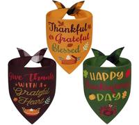 Agroon Thanksgiving Dog Bandanas Large 3PCS, 6 Pattern Puppy Plaid Scarf
