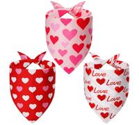 Agroon Valentines Dog Bandanas Large 3PCS, 6 Pattern Sweetheart Scarf for Boy and Girl, Triangle Reversible Love Bibs Breed for Puppy Pets