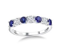 AGRULE Birthstone Wedding Ring Eternity Rings 925 Sterling Silver Rings Stackable Anniversary Engagement Rings Cubic Zirconia Inliad Created Garnet/Amethyst/Sapphire Ring 7 Stones Ring Size 6 to 10