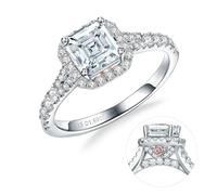 AGRULE Moissanite D Color VVS1 1.2-1.7 Carat 925 Sterling Silver 18K White Gold Plated Cushion Heart Oval Princess Cut Promise Rings for Women, Silver, Moissanite, Moissanite