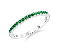 AGRULE Moissanite Engagement Rings for Women Sterling Silver Created Birthstone Stackable Ring for Men Size 6-10, Synthetic Emerald, Silver, Created Emerald