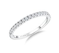 AGRULE Moissanite Engagement Rings for Women, Sterling Silver, Stackable Band Ring with Birthstone, Half Eternity Band Rings for Men, Size 6 to 10, Moissanite Silver, Moissanite