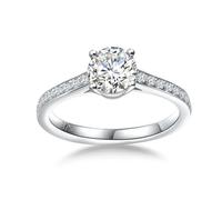 AGRULE Moissanite Rings for Women 1.2-2.9ct D Color VVS Clarity Lab Grown Diamond Ring 925 Sterling Silver Halo Ring Solitaire Gemstone Engagement Rings Heart/Princess/Round, Silver, Moissanite