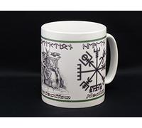 AGS-Designs - Viking Rune Ceramic Mug with The World Tree, Odin & The Vegvisir Compass, Can be Personalised with Your Name or Message in Rune Script