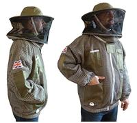 AGS Round hat veil bee Jacket 3 Layer Ultra Ventilated Green Beekeeping Jacket (2XL)