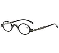 Agstum Readers Mens Womens Vintage Small Oval Round Reading Glasses (+1.00, Black)