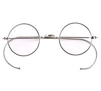 Agstum Retro Small Round Optical Rare Wire Rim Eyeglasses Frame Clear Lens | Saddle Bridge, Flexible Cable Templess, Nose-Pad Free, Optical Frame, Fit Small Narrow Faces, 1920S Vintage Style