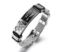agsu Custom Stainless Steel Bracelet for Men Personalized Engraved Photo Text Bracelets Adjustable Men's Family Bracelet Gifts (Photo-Black,21.5cm)