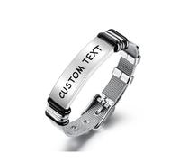 agsu Personalized Men's Bracelets,Stainless Steel Custom Bracelet for Men,Mens Bracelet Stainless Steel Custom Engraved,Stainless Steel Custom Photo Bracelet for Men (Y Name Text,21.5cm)