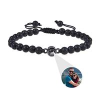 agsu Personalized Photo Projection Bracelet • Handmade Braided Rope Bracelet • Custom Photo Bracelet • Couple Bracelets • Father's Day Bracelet (Black,1PCS)