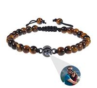 agsu Personalized Photo Projection Bracelet • Handmade Braided Rope Bracelet • Custom Photo Bracelet • Couple Bracelets • Father's Day Bracelet (Brown,1PCS)