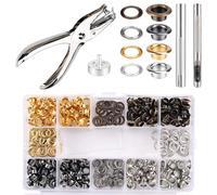 AGSYFFD 400 pcs eyelet and punch 6mm grommet tool kit metal grommet and punch kit with 3 grommet fixing tools 1 punch pliers for fabric leather shoes bags canvas belts handicrafts