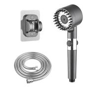 AGSYFFD Booster Shower Head and 2m Hose with Filter, 4 Spray Modes, Chrome Finish, Includes 2m Hose and Mounting Bracket